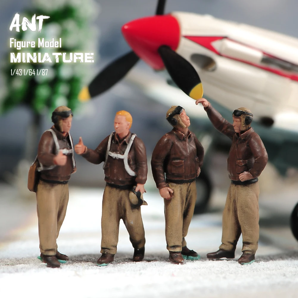 Miniature Figurines 1/72 1/64 1/35 American Aviators Team 3D Print Diorama Doll Creative Scene Prop Decoration For Cars Toys