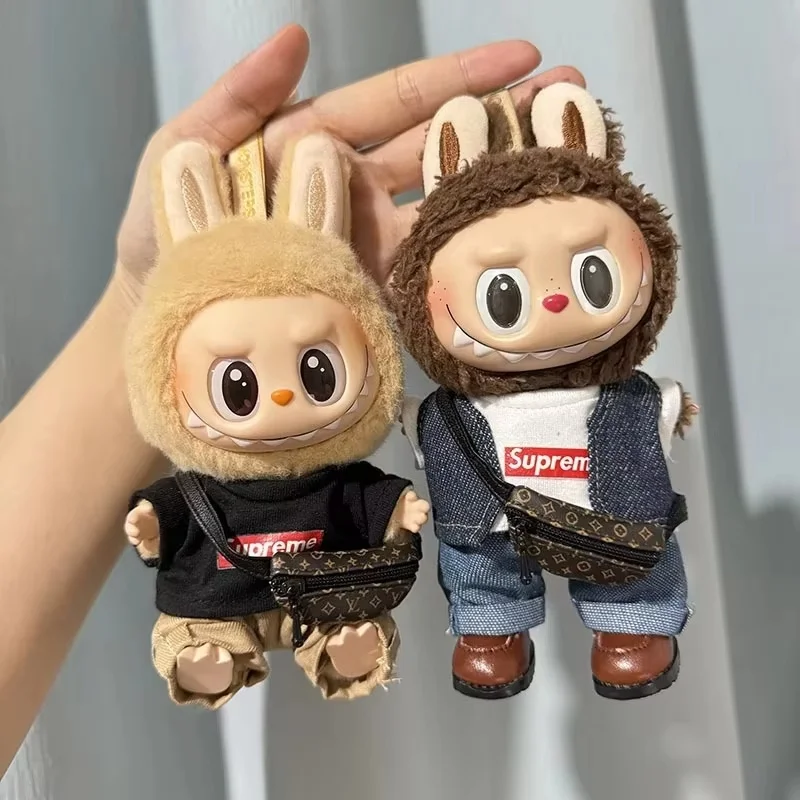 Hot Only Selling Clothes 17cm First Second Generation Cute Labubu Doll Only Clothe Suprem Clothing Set Multi Color Decoration