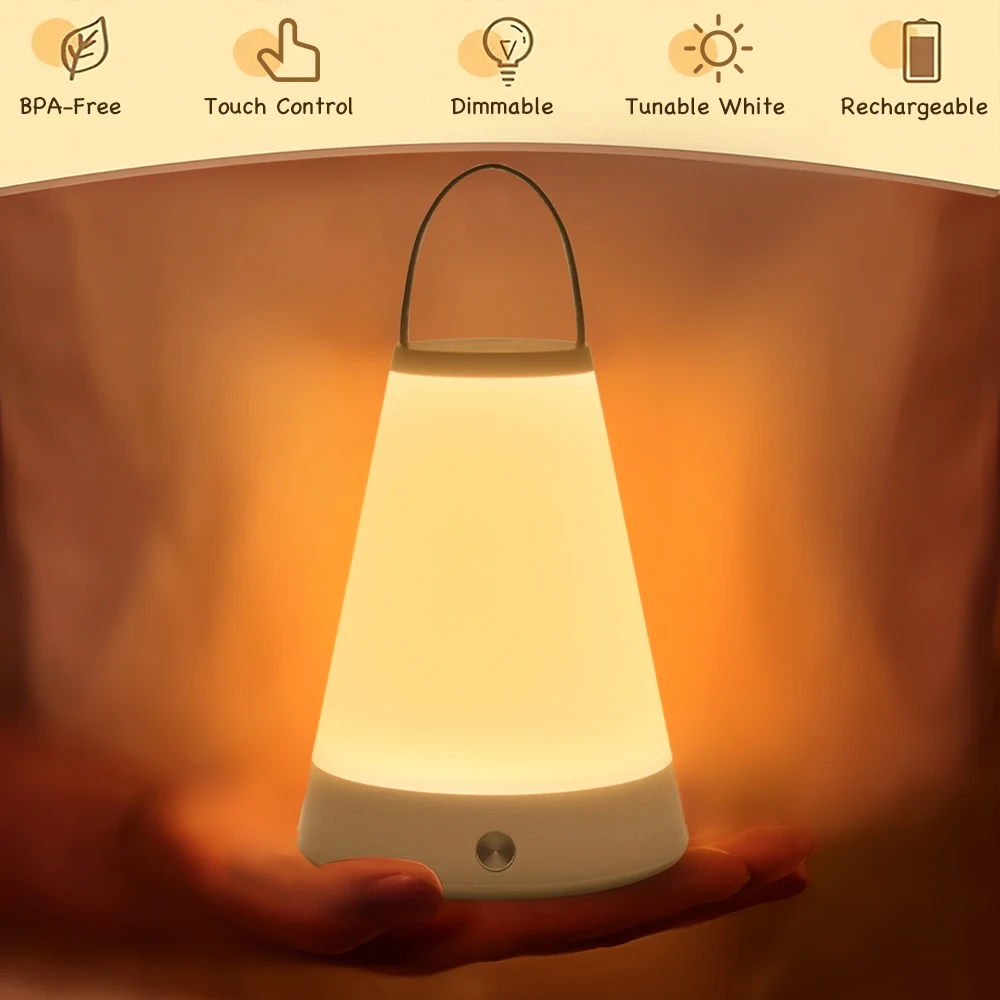 Lampada da tavolo a LED portatile lampada da tavolo a lanterna senza fili lampada da notte dimmerabile Touch, luce da tavolo, luce esterna