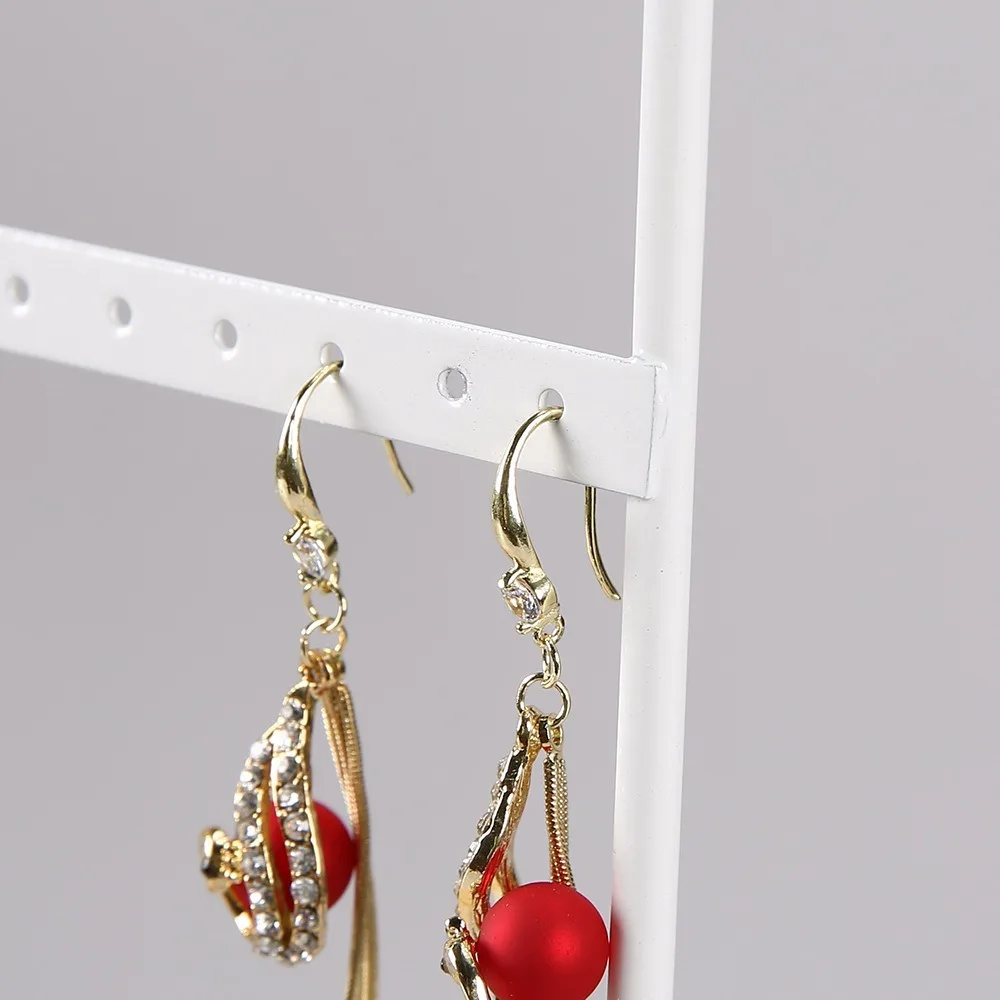 Metal Earring Display Holder 110 Holes 5-Tiers Jewelry Storage Rack Tree Design Wooden Base Ear Stud Rack Home Organization