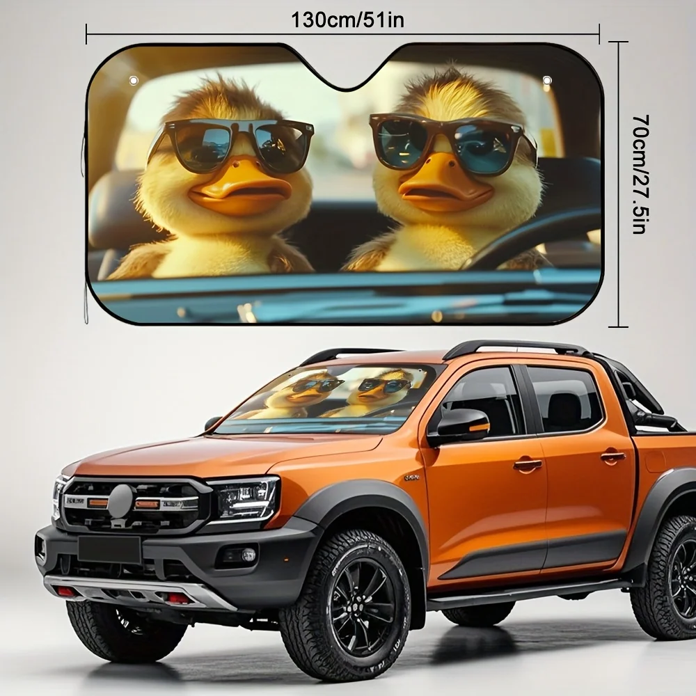 1pc Cool Duck Car Sun Visor with Glasses Design - Fairytale Fairy Garden UV Shield, Floral Print Compatible