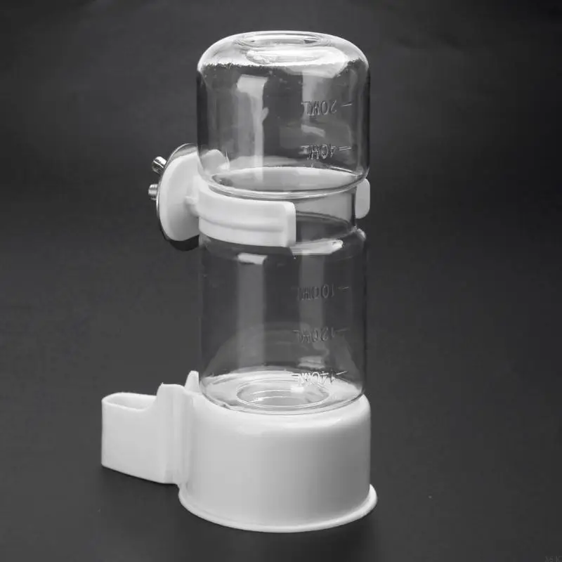 N84C Water Bottle Drinker Clear Seed Dispenser Container Set Mount in Cage