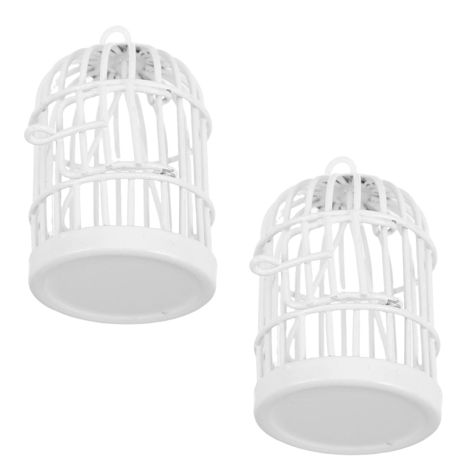 

2 Pcs House Birdcage Decor Model Portable Birdhouse Figurine Metal Birthday Party Decoration Centerpieces Ornament