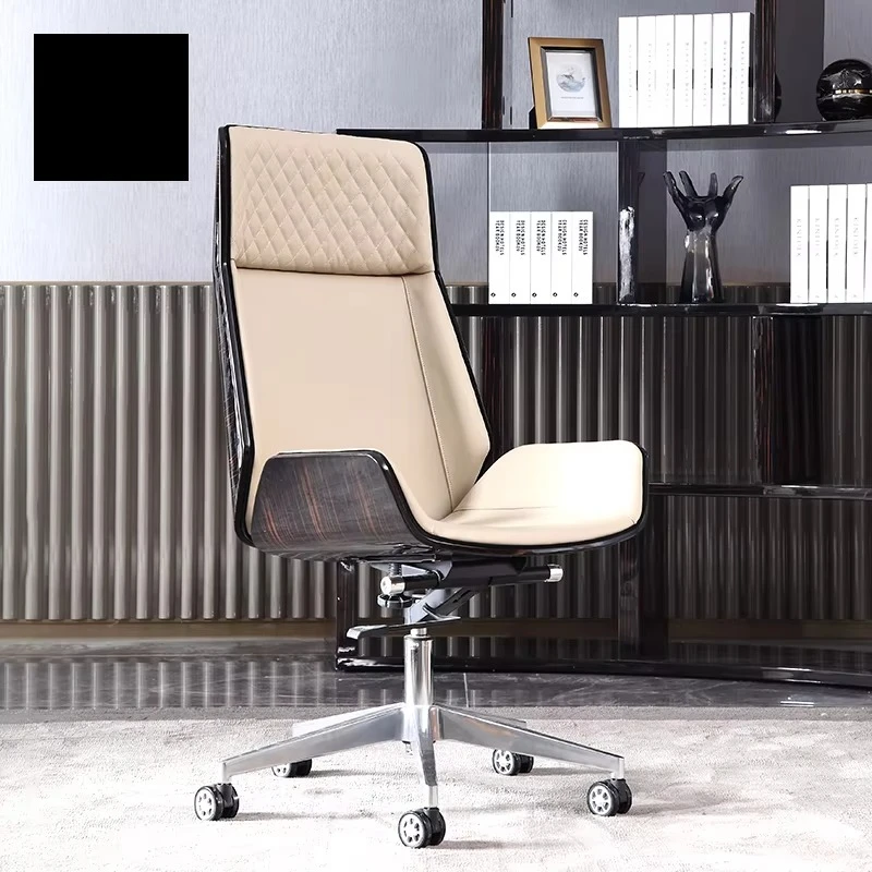 Luxury Modern Design Study Room Chairs Solid Wood Piano Coating Leather Home Furniture Office Chair