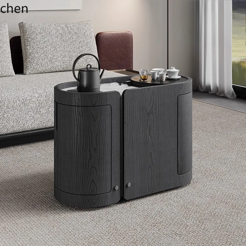 

ZML new high-end mobile balcony household small tea table marble boiling water integrated solid wood modern coffee table