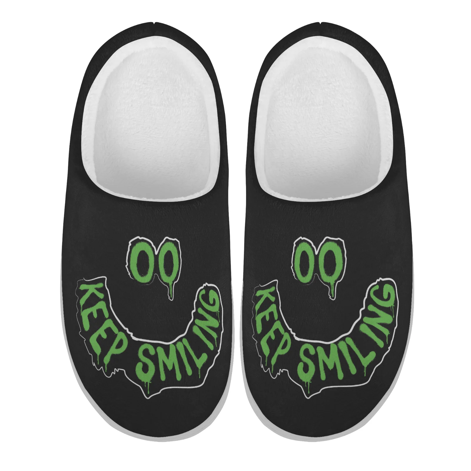 

Домашние хлопковые тапочки Custom Shoes Keep Smiling: высококачественные плюшевые повседневные теплые тапочки для дома