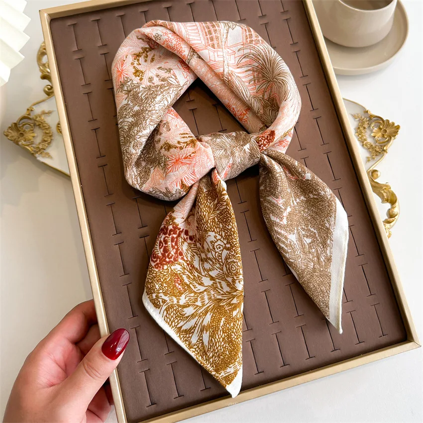New Floral Print Cotton feeling Scarf for Women Square Hijab Soft Neck Tie Winter Female Fashion Decoration Headscarf Kerchief