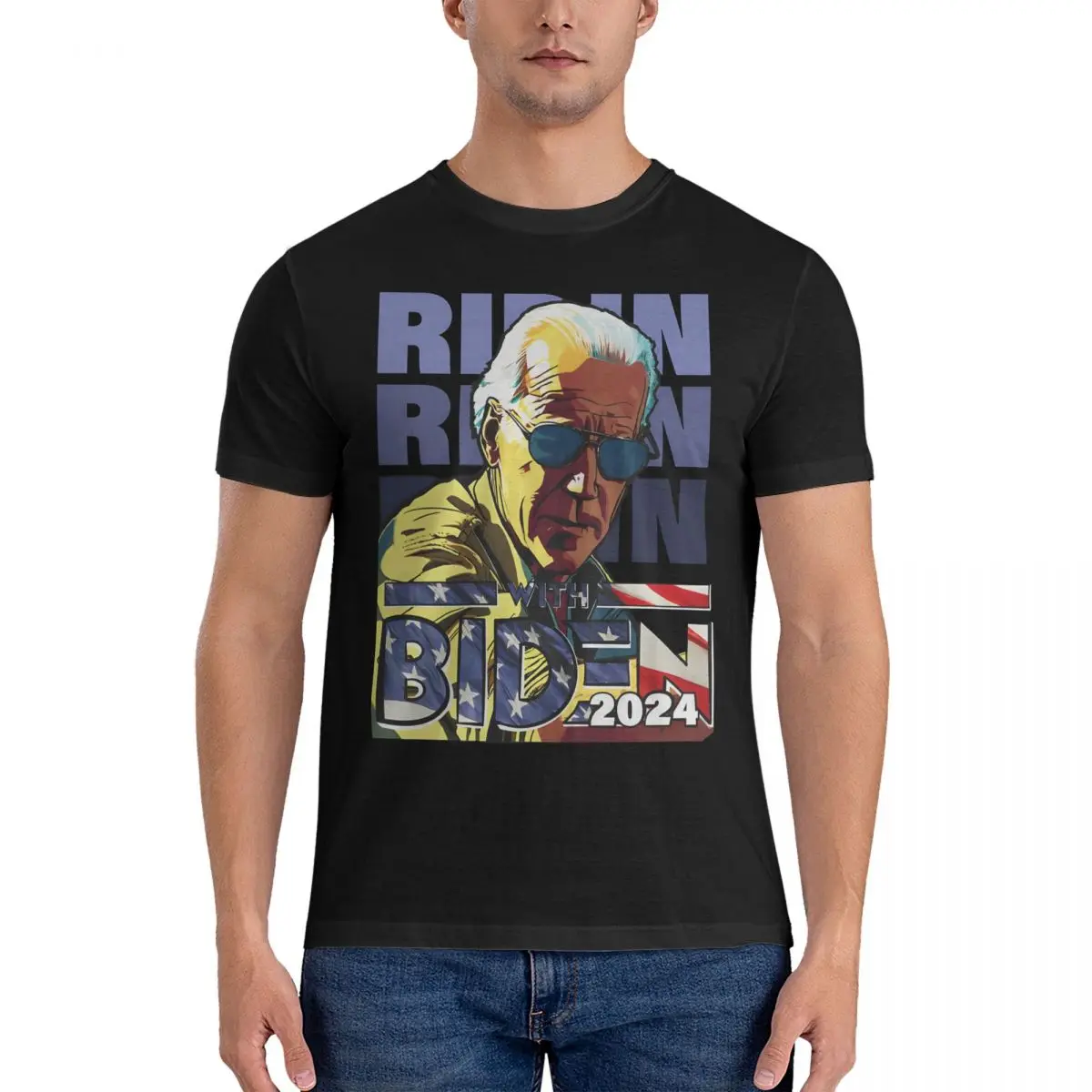 Men T-Shirts Ridin With 2024 Novelty Pure Cotton Tees Short Sleeve Joe Biden T Shirts Round Neck Clothing 4XL 5XL