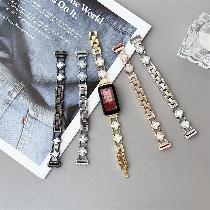 Women Girl Diamond Bracelet Chain Metal Strap For huawei band 9 8 7 Straps WristStrap Honor Band 9 Replacement Smart Watchband