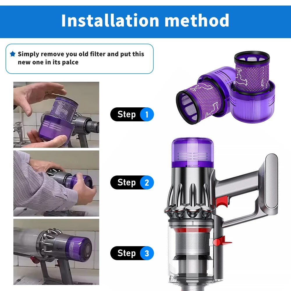 مرشح خلفي منظف لـ Dyson V11 Animal / V11 Torque Drive V15 مكانس محمولة قطع غيار أدوات تنظيف الترشيح الخلفي الإعصاري #3