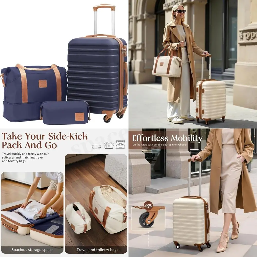 

Набор чемоданов из трех предметов — чемодан Hardside Spinner с замком TSA, темно-синий (20, 24, 28)