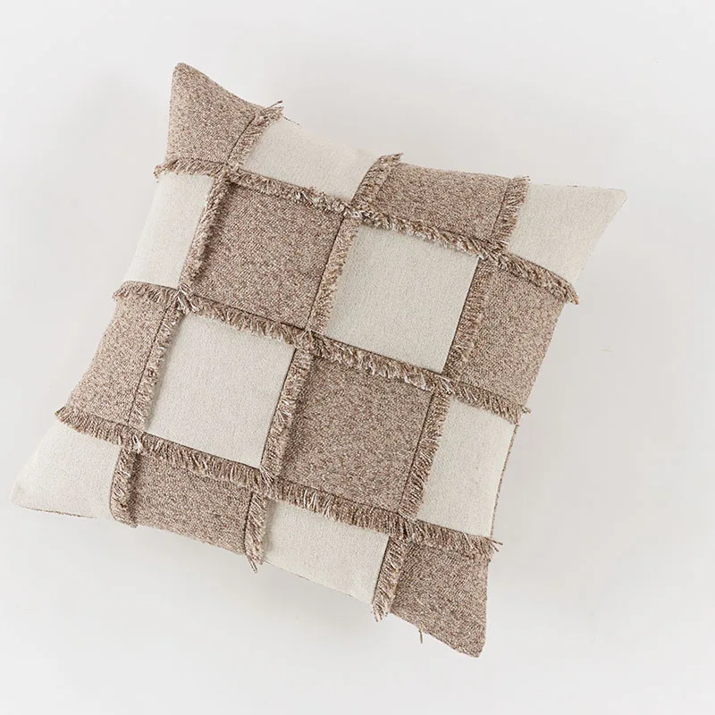 Brown Ivory Check Pillows Bohomia Cushion Case Luxury Modern Decorative Pillow Cover For Sofa Chair Home Decorations