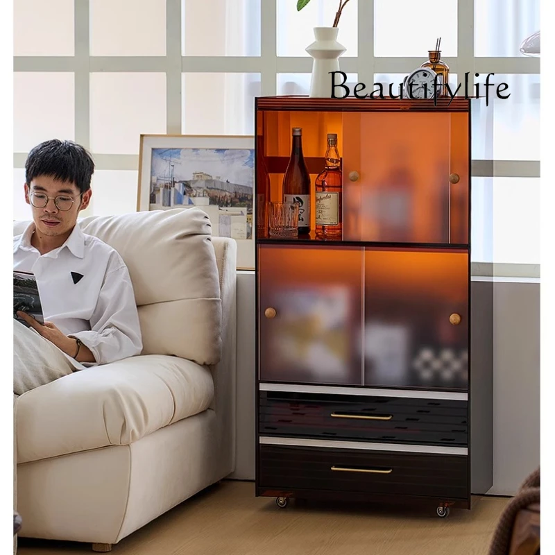 Movable living room sofa side dining side cabinet modern simple storage storage book display cabinet designer model