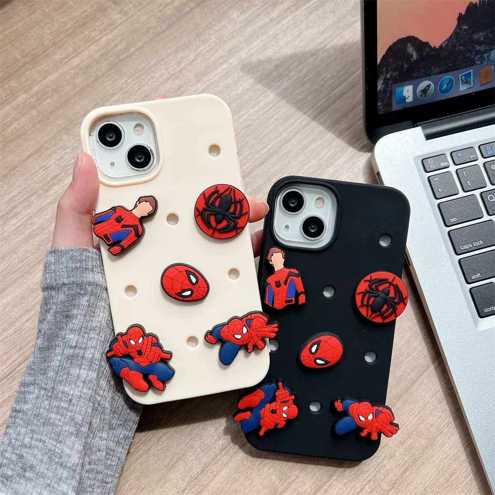 Fashion Super Hero Marvels Spider-Mans DIY Phone Case for IPhone 15 14 13 12 11 Pro Max Anti-drop Silica Gel Soft Cover Funda