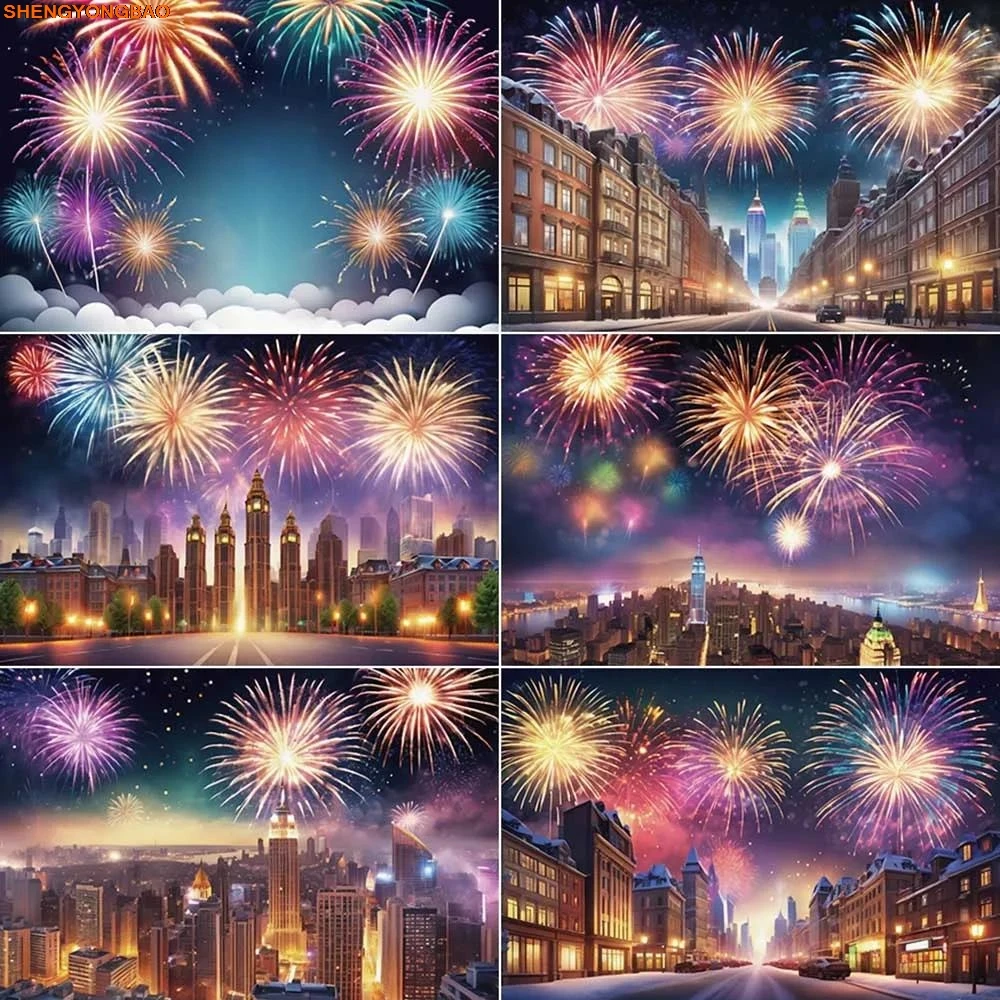 

New Year 2025 Decoration Background Photography Firework Banner Photozone Backdrop Child Photo Studio Photocall Supplies