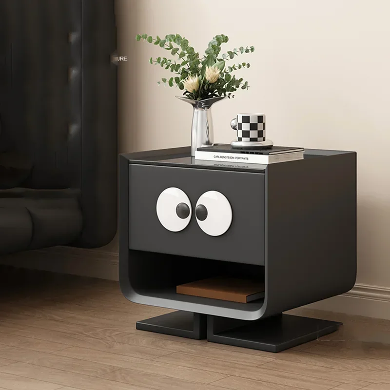 Nordic Cute Night Table Small Wood Black Space Saving Mobile Nightstands Unique Solid Mesitas De Noche Furniture