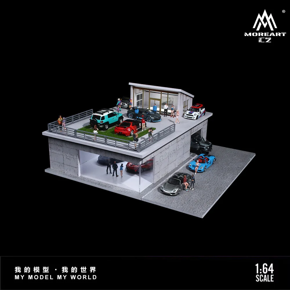 Car Garage Diorama Model 1:64 Morimoto Factory LED Scene Diorama