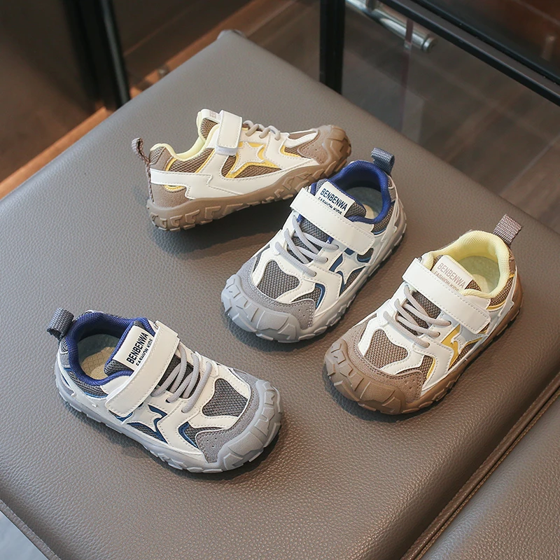 Kinder-Sneaker mit Klettverschluss, leichte Sportschuhe für Kleinkinder, Jungen und Mädchen, Frühling/Herbst, atmungsaktive Mesh-Patchwork-Schuhe – Detail 3