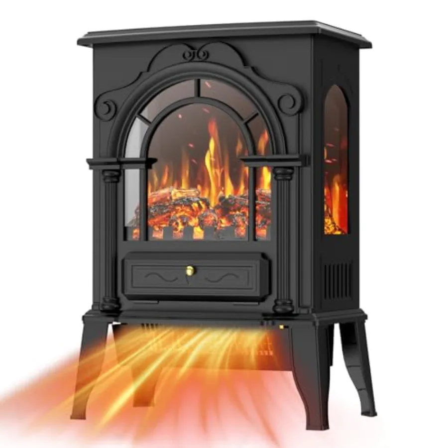 

Portable Electric Fireplace Stove for Indoor Use Black 22 inch 3D Flame Effect with Thermostat Control 1500W/1000W Quiet Heatin