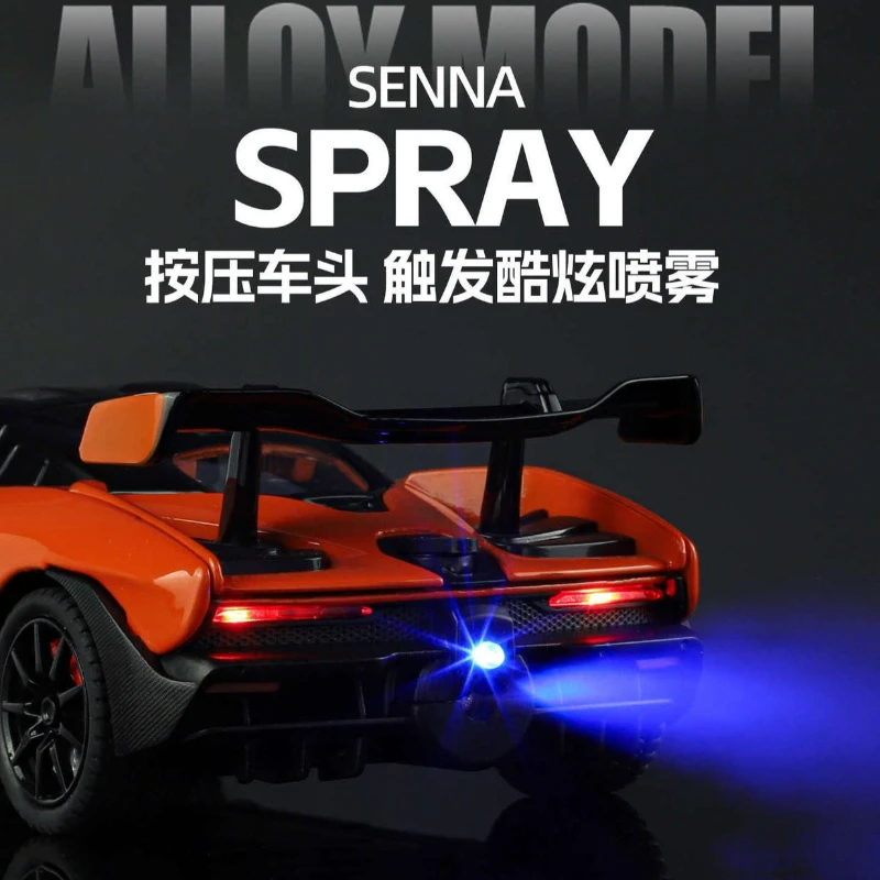 1:24 Senna Spray Version Alloy Sports Car Model Diecast Metal Racing Car Vehicles Model Simulation Sound Light Toy Gift
