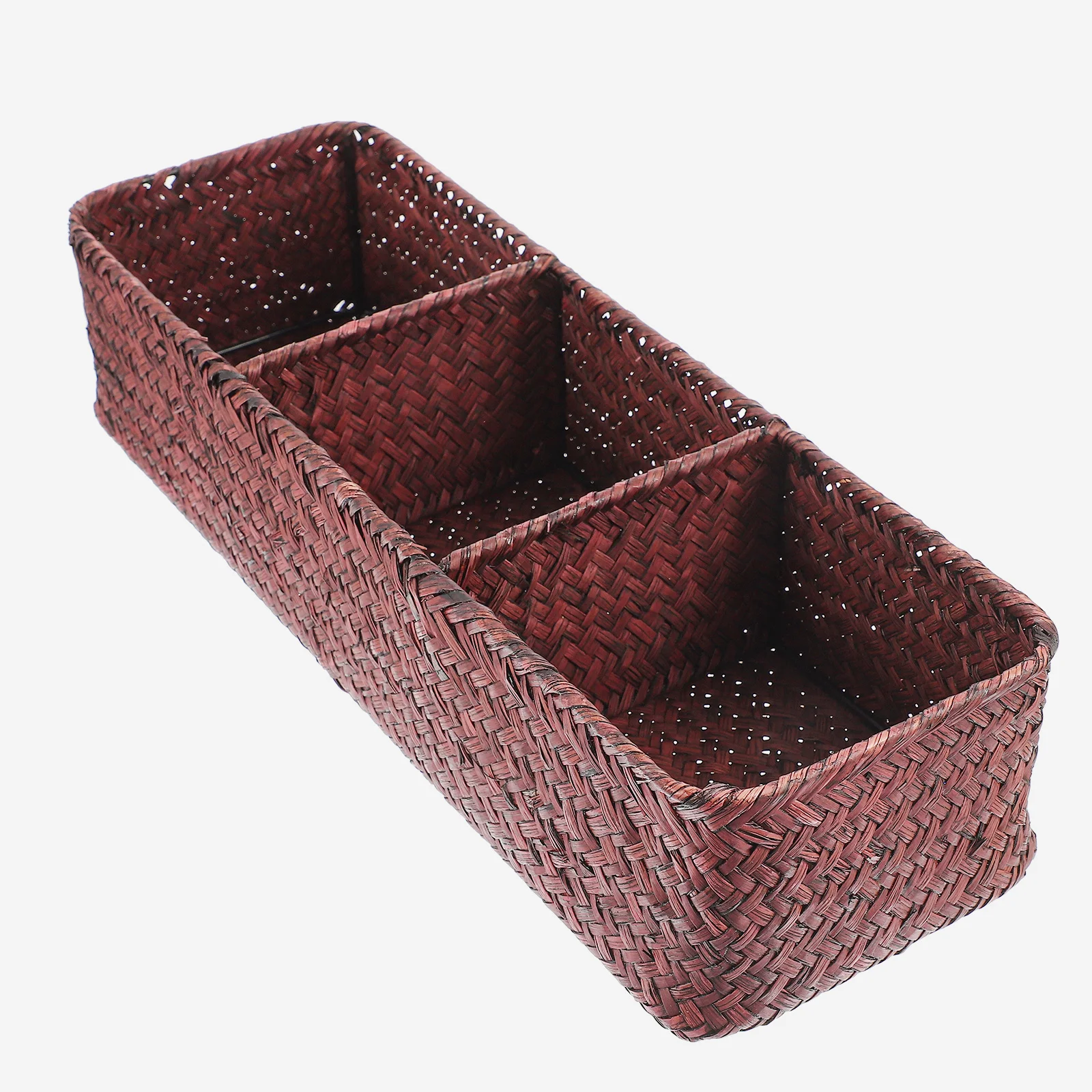 3 Compartments Woven Storage Box High Grade Straw Desktop ganizer Bins Containers Case Baskets Sundries ganizers Tidy