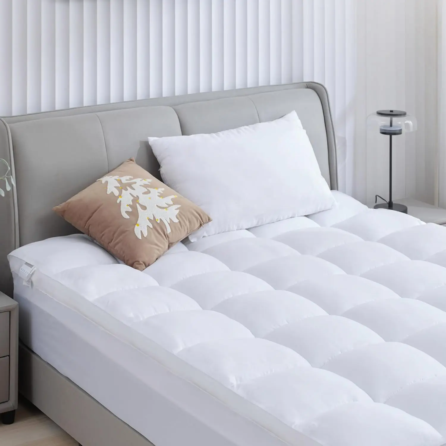 

Full Mattr Topper, 1450 Gsm Plush Pillow Top For Ba Pain Relief, Quilted Double Bed Mattr Protector With 8-21"" Deep Pocket,
