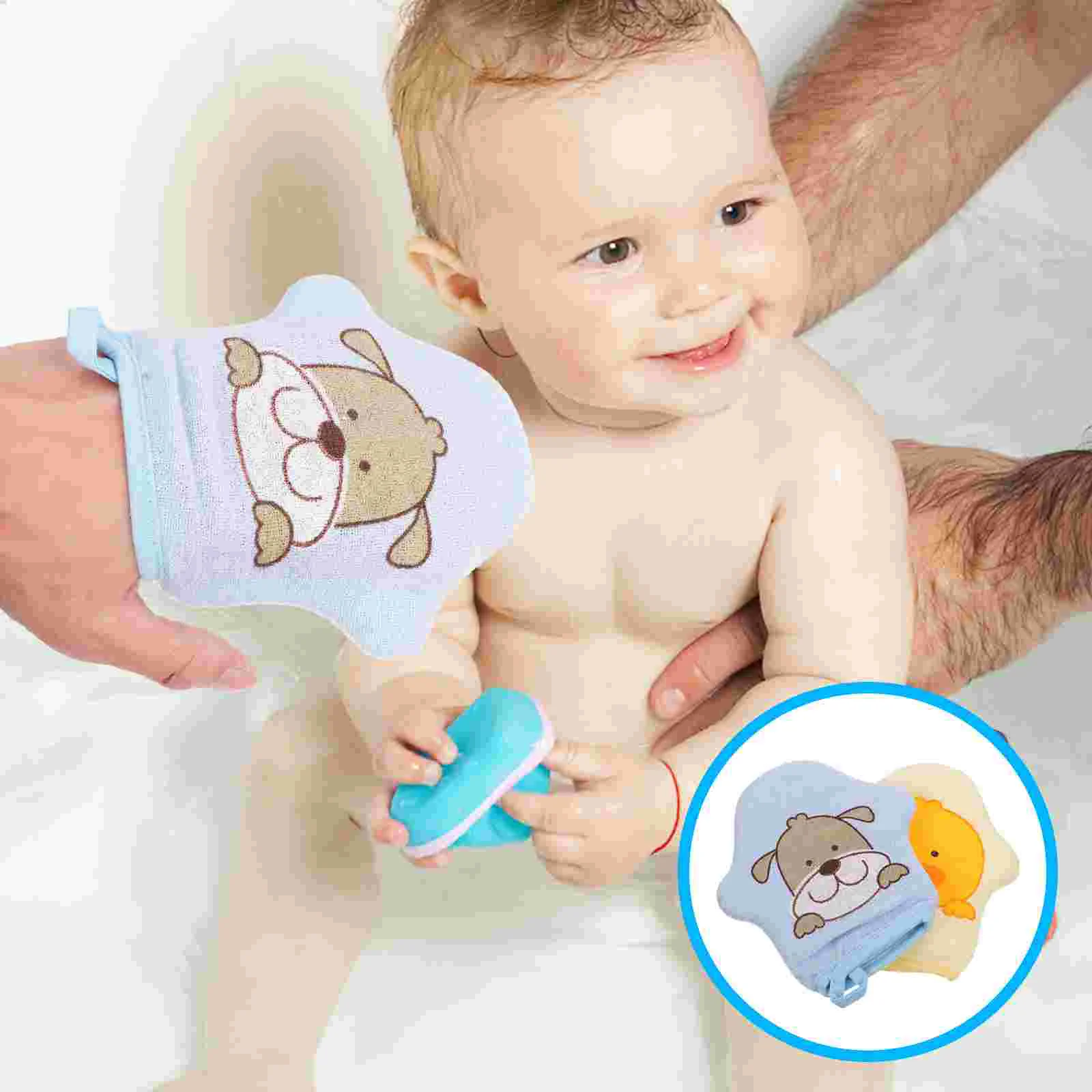 Sarung tangan mandi katun bayi, 2 buah sarung tangan handuk mandi, sarung tangan tebal, handuk bayi, Sampo anak-anak, sarung tangan Gel gosok tubuh