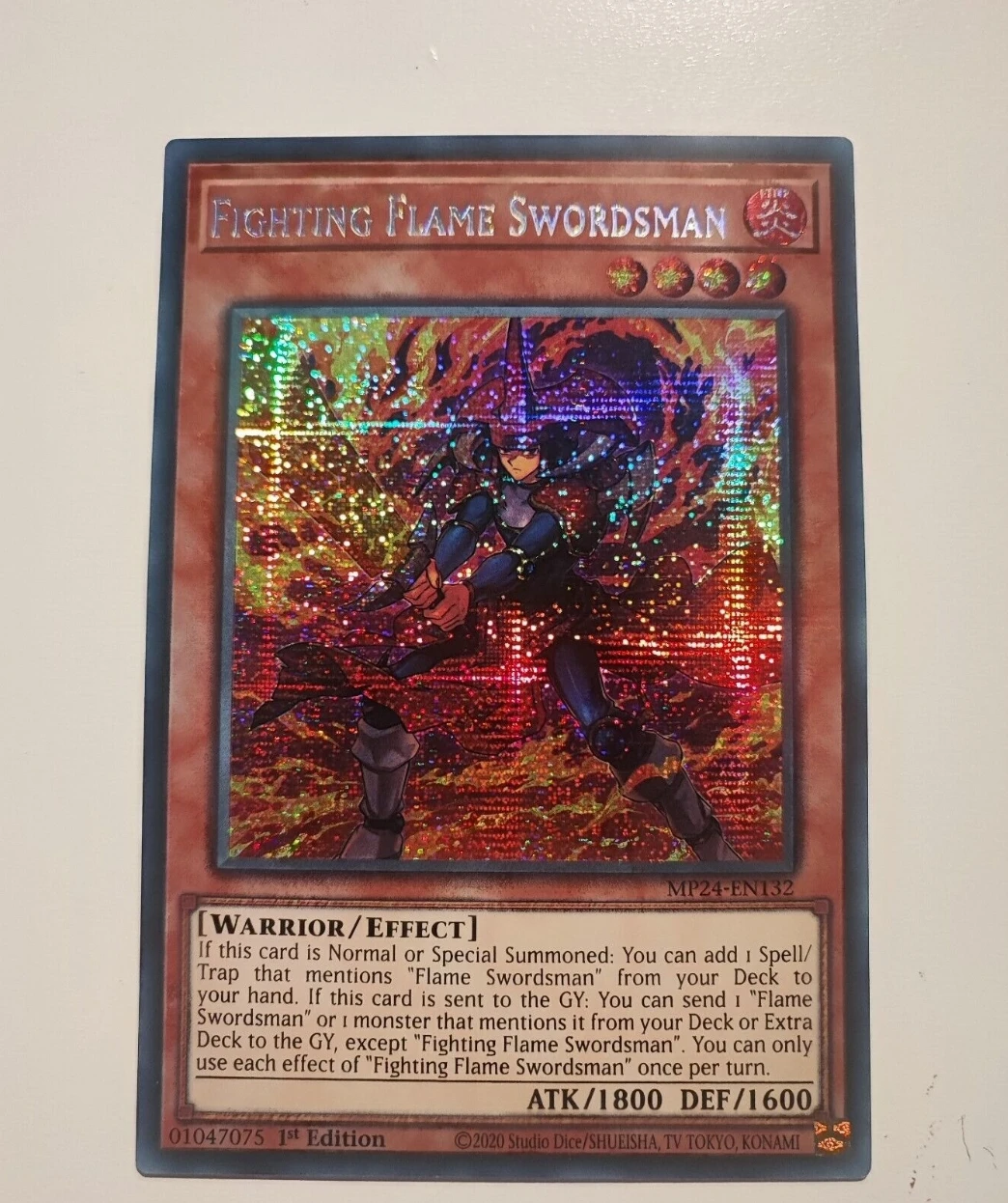 Yugioh KONAMI Duel Monsters TCG MP24-EN132 Fighting Flame Swordsman Secret Rare English 1st Edition Collection Mint Card