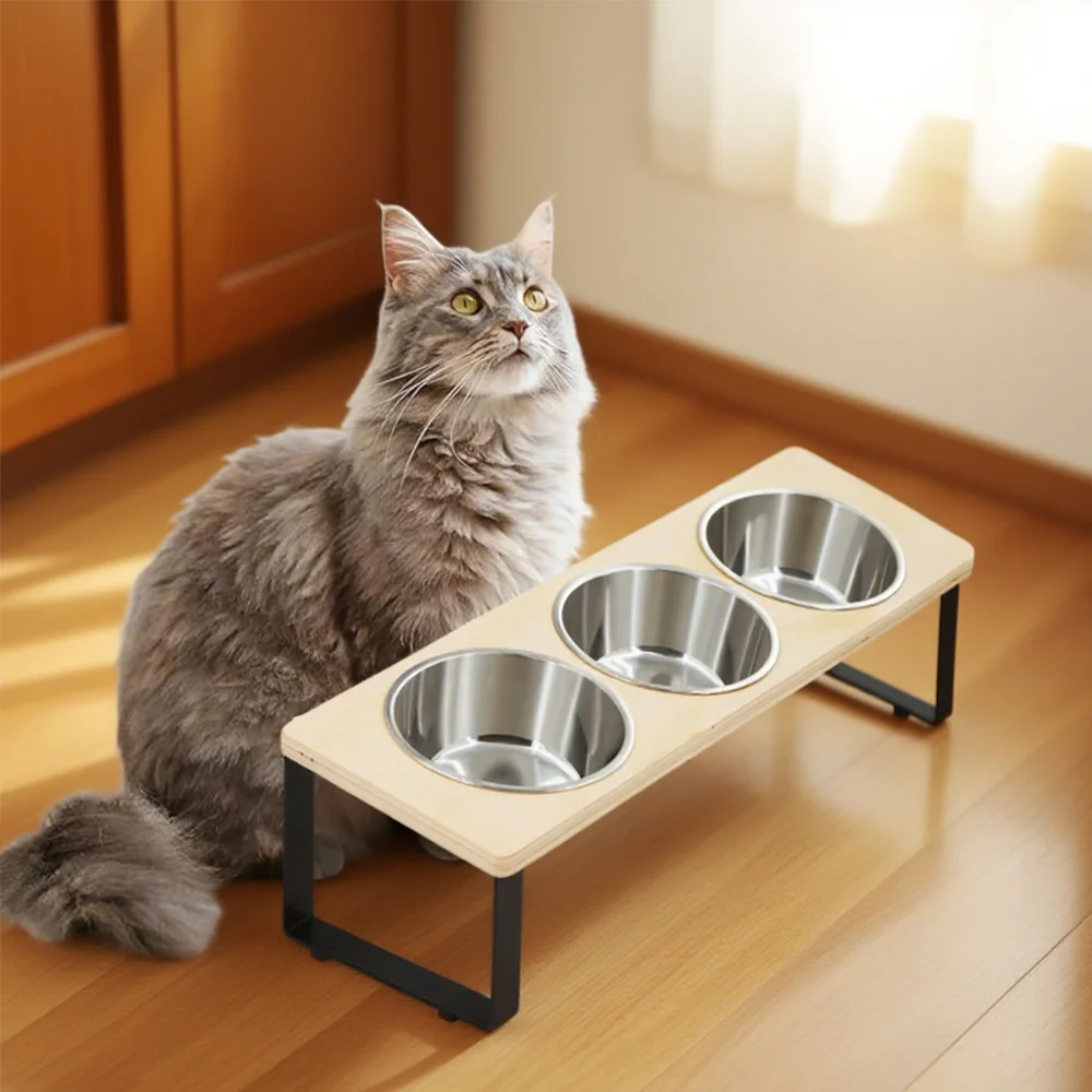 elevated-cat-bowls-with-3-stainless-steel-bowls-15°-tilted-anti-vomiting-raised-cat-food-bowl-for-small-cats-puppies-accessories