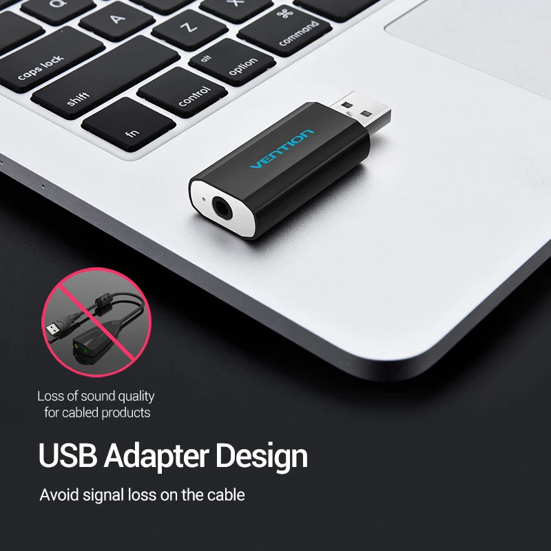 Vention Sound Card USB to 3.5mm Audiointerfa Adapter 2-in-1 USB to Earphone Speaker for Macbook Computer Laptop PC Sound Card