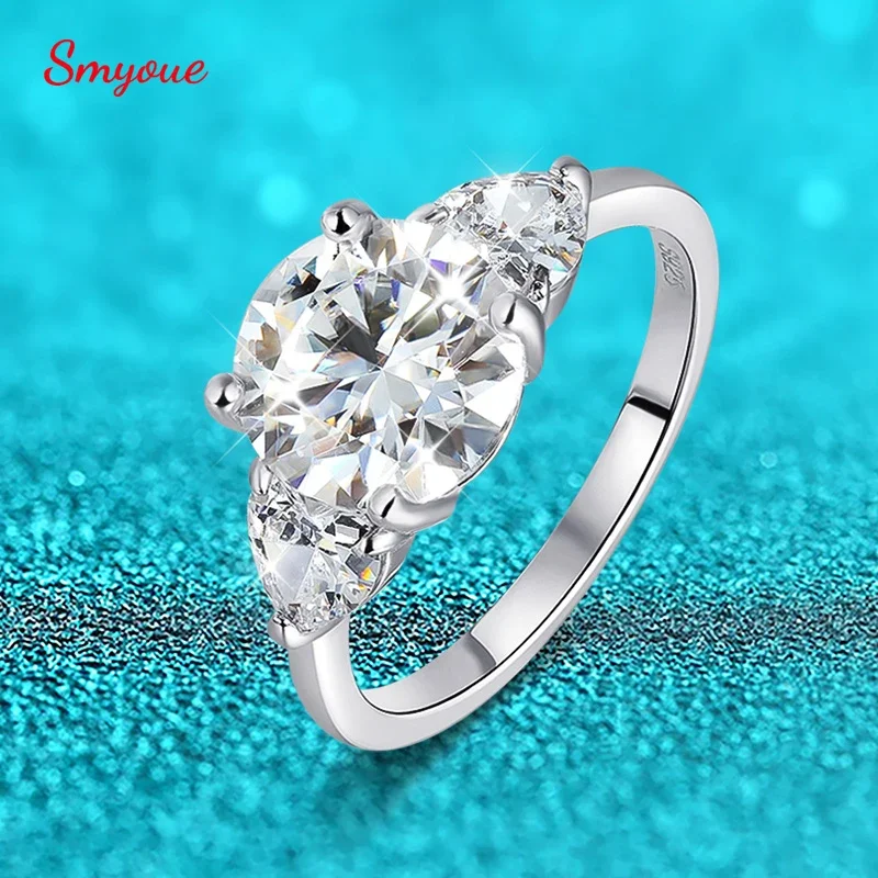 

Smyoue 3/4CT Pass Test D Color Moissanite Engagement Ring for Women Colorless Sparkling Wedding Diamond Band 925 Sterling Silver