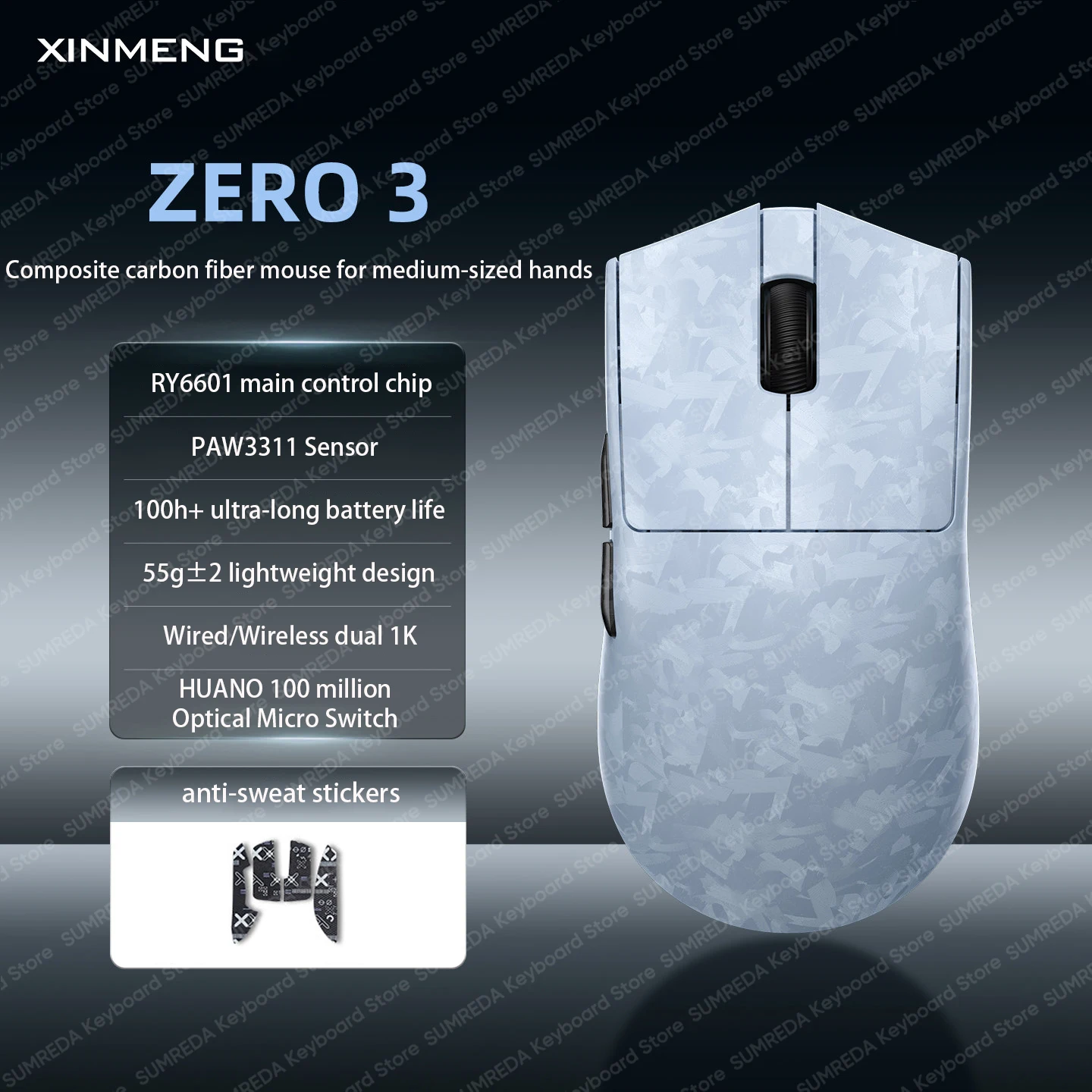 XINMENG ZERO3 Wireless Gaming Mouse PAW3950 PAW3395 8K 0.125ms