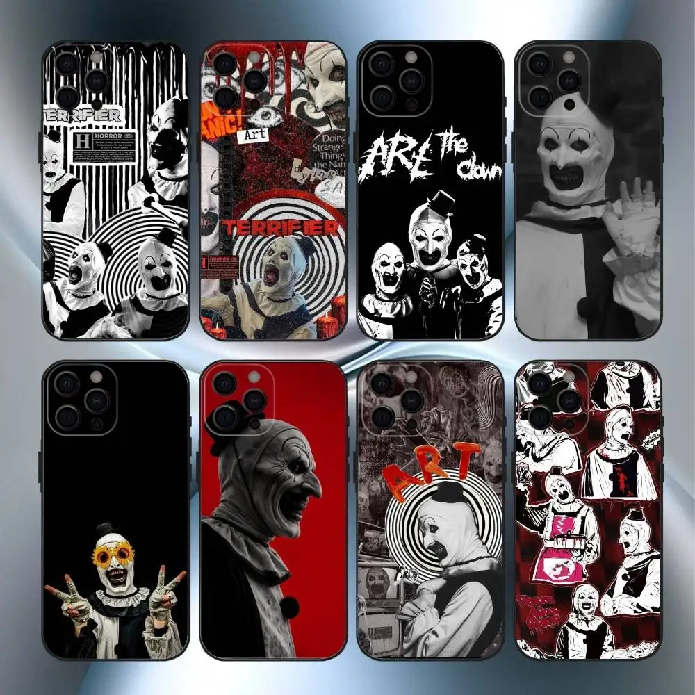 

Horror Art the Clown Funny Phone Case For iPhone17,16,15,14,13,12,11 Plus,Pro Max Soft Black Cover