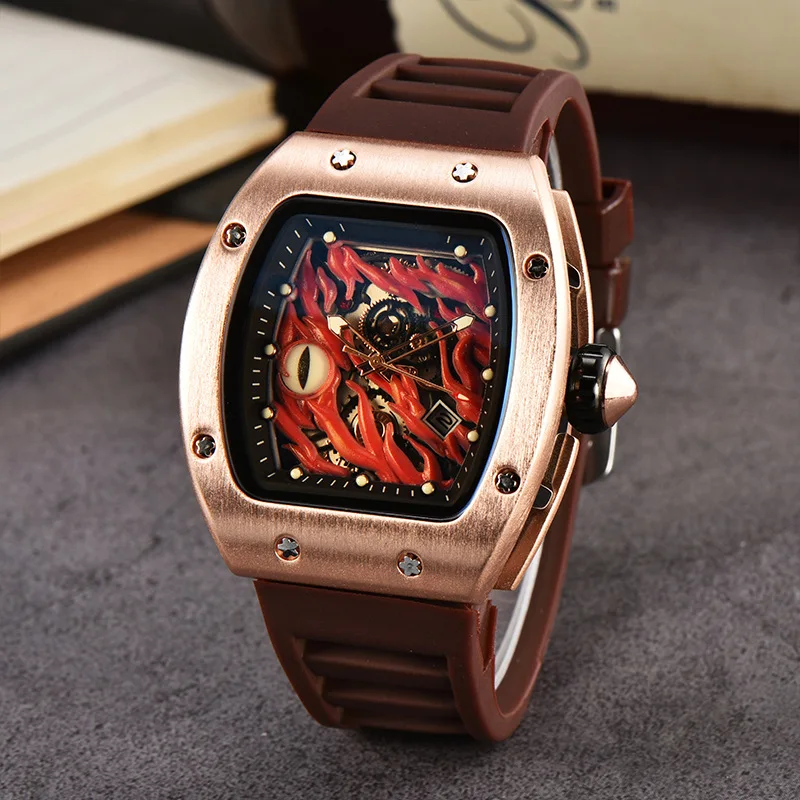 Wholesale 2024 new wine barrel shaped men\'s Devil\'s Eye luminous fashionable men\'s watch