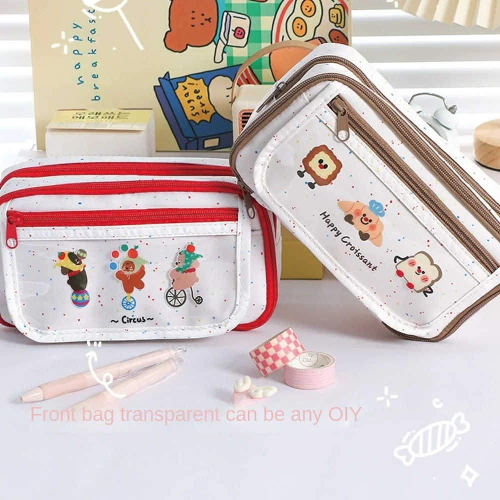 

Large Capacity Cartoon Pencil Case Animal Bear Dog Cosmetics Storage Stationery Storage Bag 9 Multi Layers Handheld