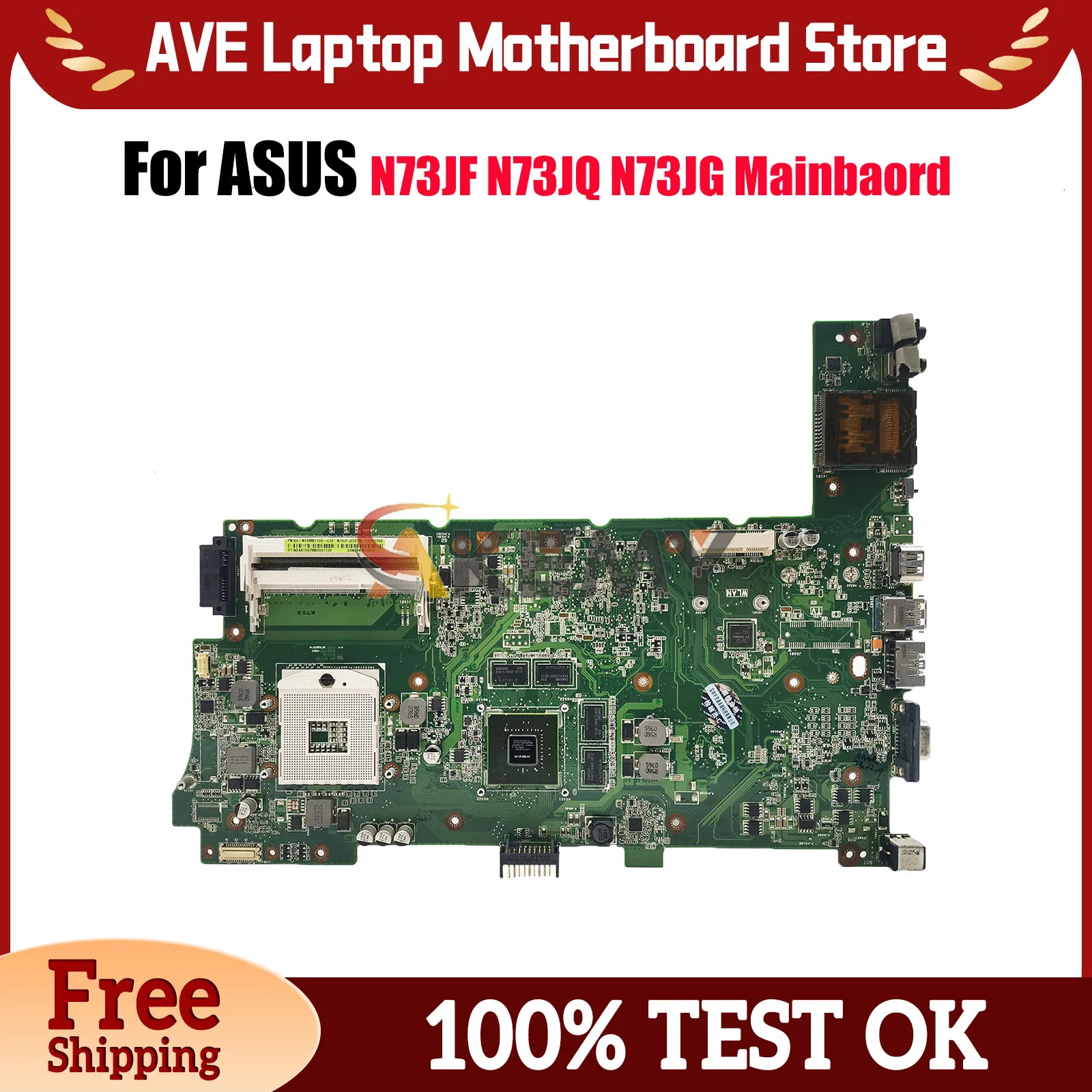 

N73JF Laptop Motherboard For ASUS ROG N73JF N73JQ N73JG N73J Notebook Mainboard in stock 100% tests OK fast shipping Top quality