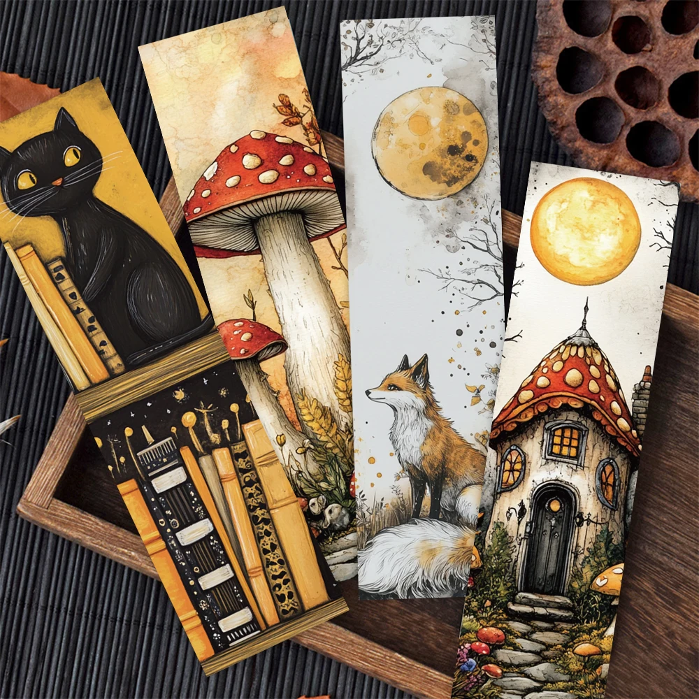 30pcs Retro Aesthetic Plants Animals Paper Bookmarks DIY Students Readers Page Marking Library Office Page Markers