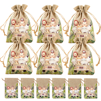 6pcs Jungle Animal Gift Bags Candy Cookie Bags Safari Birthday Party Decor Kids Baby Shower Wild One Dinosaur Party Supplies