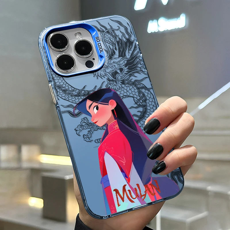 Disney Mulan Dragon Cute For iPhone Apple 15 14 13 12 11 XS XR X 8 7 Pro Max Plus Colorful Silver Shockproof Phone Case Coque