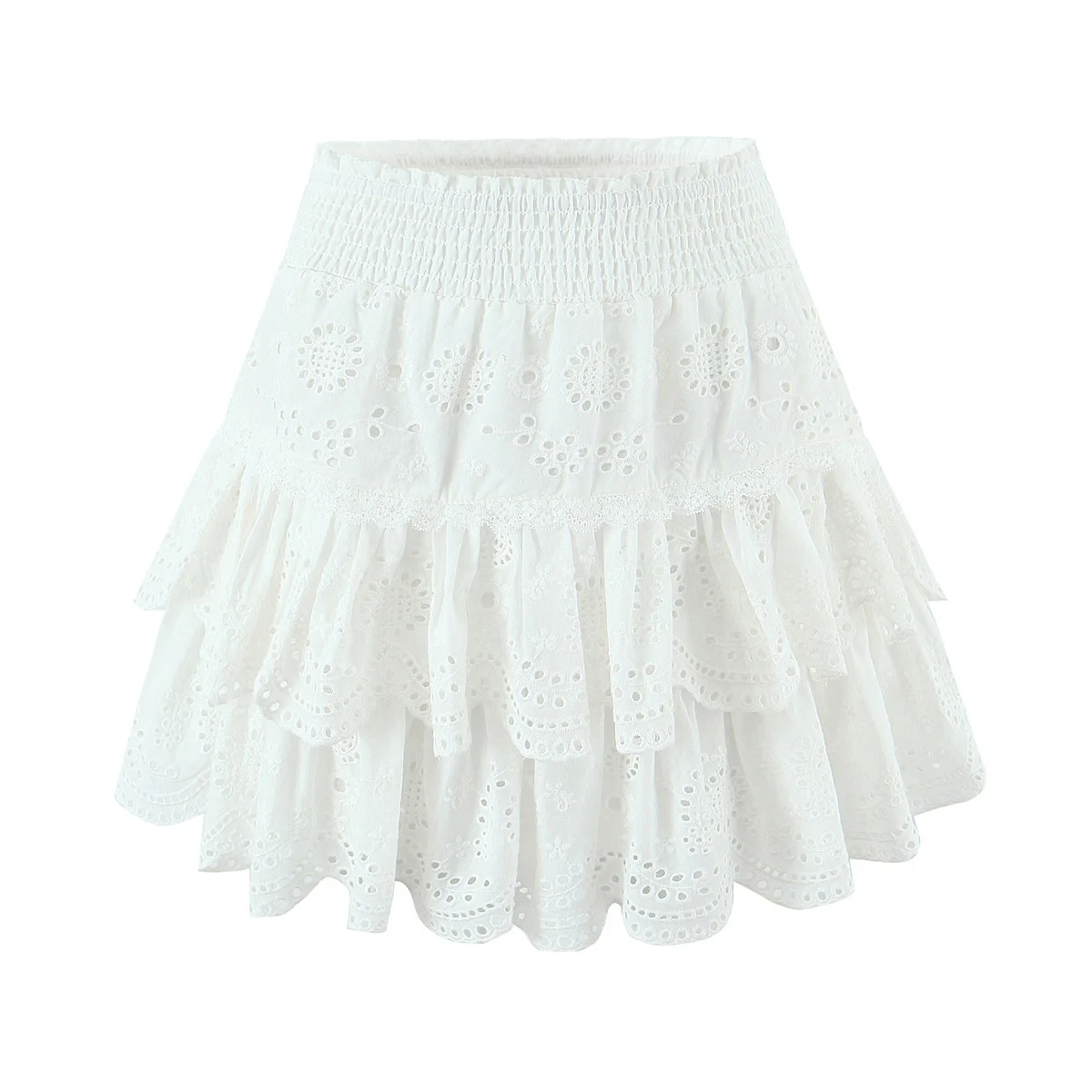 

Новая женская юбка в французском стиле Hot Girl Pure Desire Style с кружевной отделкой, облегающая талию, милая повседневная юбка-кейк, очаровательная для женщин G8VJ