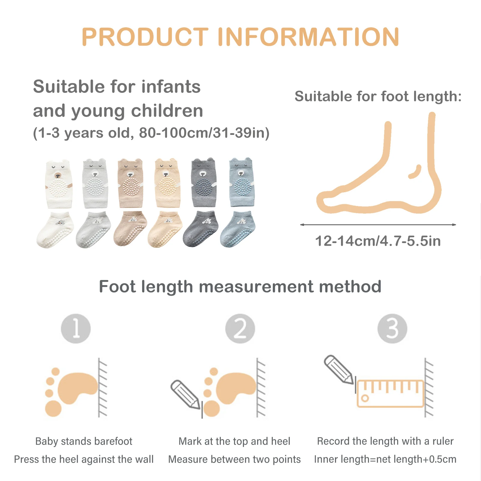 Baby Crawling Knee Pads Socks Unisex Toddler Knee Protectors Non Slip Ankle Socks for Toddler Baby Boys Girls