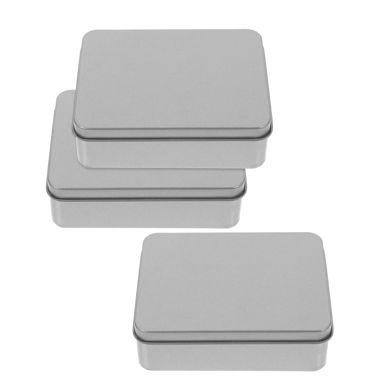 

3pcs Rectangular Tin Box Small Metal Storage Containers Lightweight Portable Boxes For Candy Jewelry Coins Crafts Kitchen