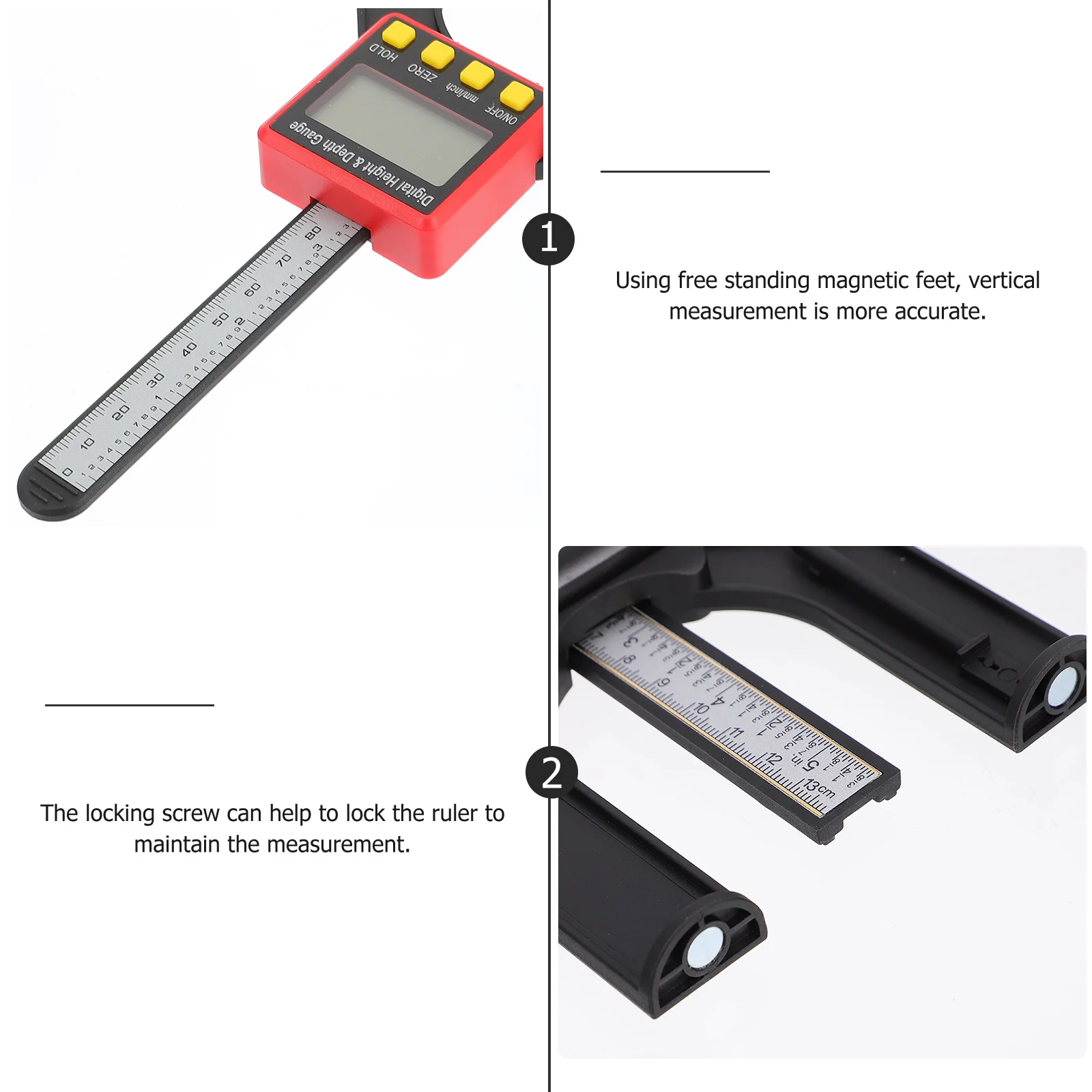 

Digital Height and Depth Gauge 0-80Mm Magnetic Base for Woodworking Construction Small Measuring Tool with Large Display