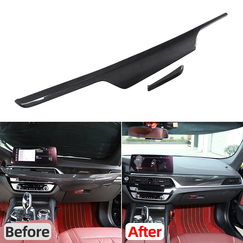 Real carbon fiber for 2017-2023 BMW 5 Series G30 G38/18-21 6 Series GT G32 car dashboard decorative stickers auto accessories