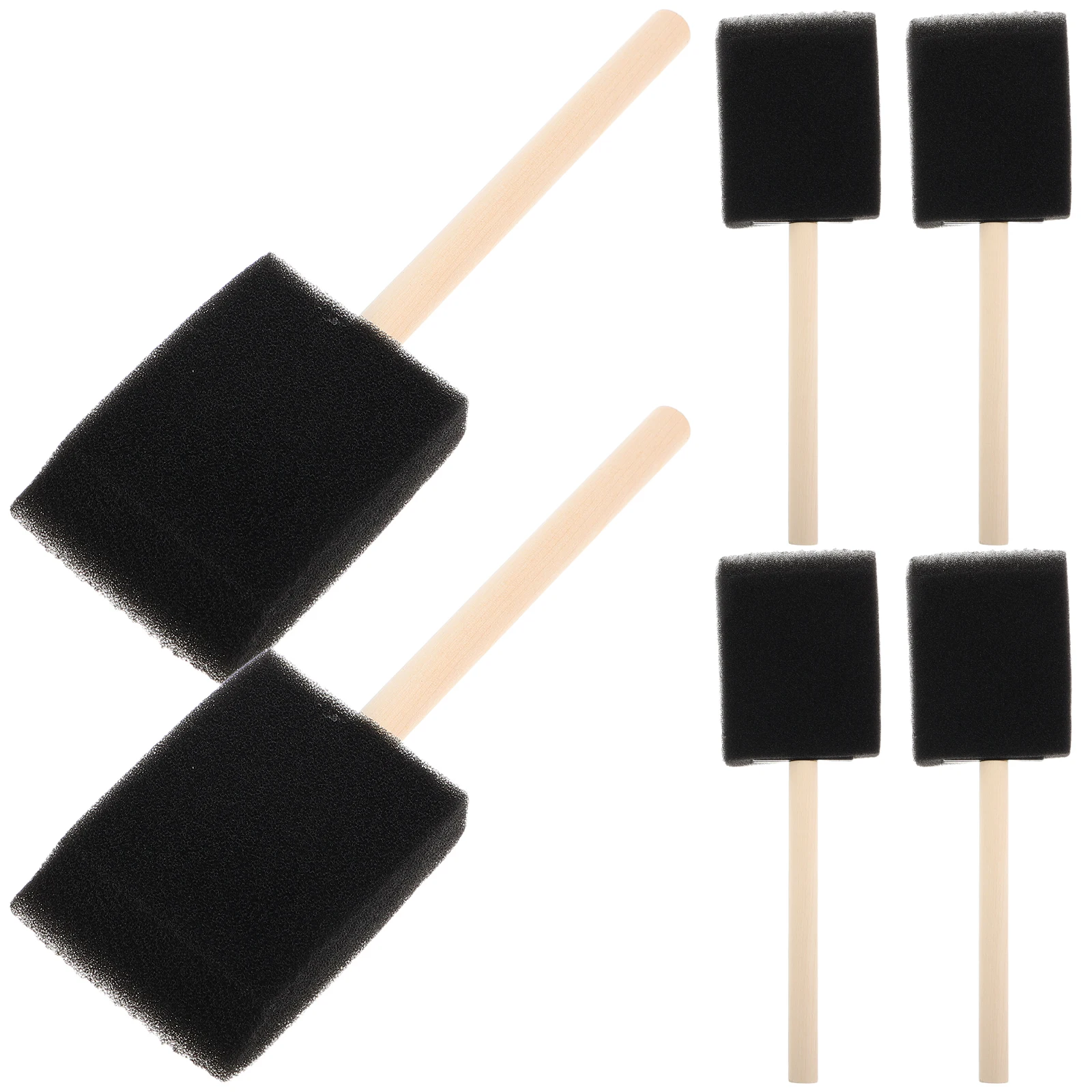 

6pcs Painting For Toddlers Wooden Handle Black Sponge Head Kids Sponge Paint Brushes For Kids Painting Crafts Supplies