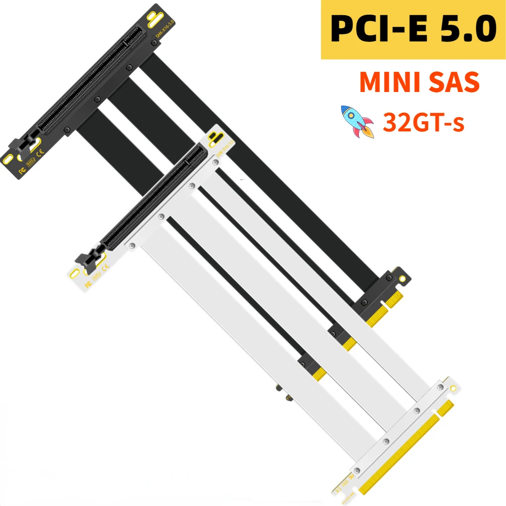 adaptador de alta velocidade flexivel do riser de gpu para a montagem vertical da placa grafica pcie 50 riser cabo gen 5x16 pci express riser extensor 01