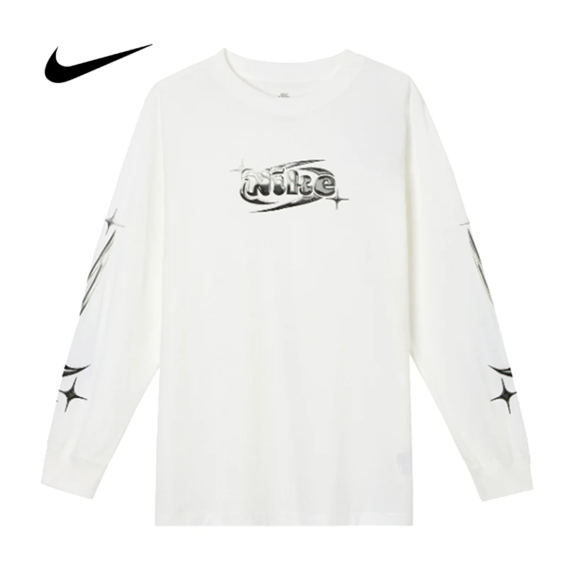 

Женская повседневная спортивная футболка Nike свободного кроя с принтом, дышащая, с круглым вырезом и длинными рукавами FQ5675-100