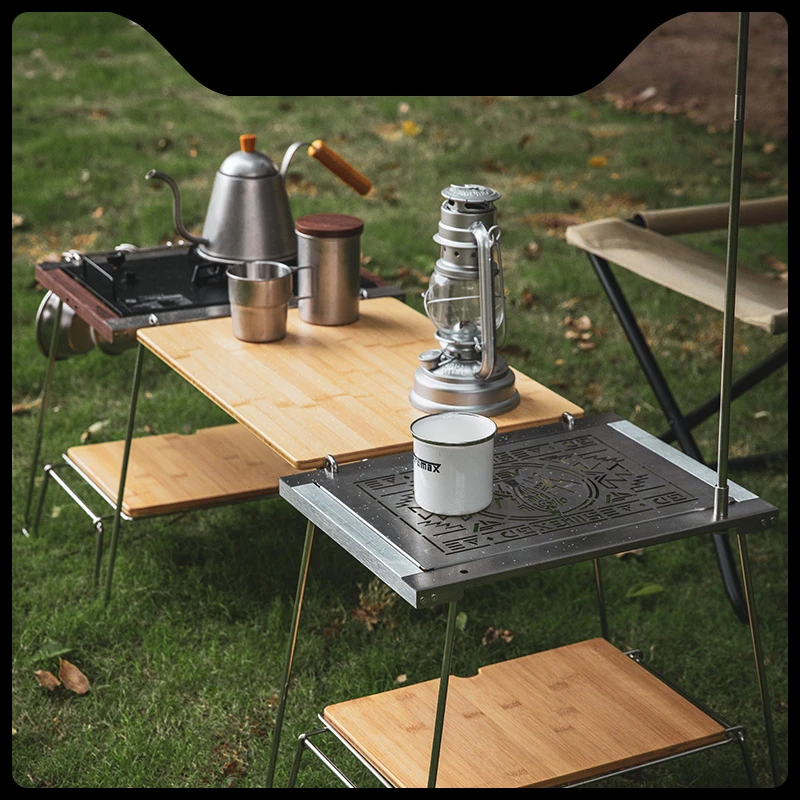 Outdoor Camping Unit 1 Folding Table Aluminum Alloy Black Walnut Exquisite Picnic Table