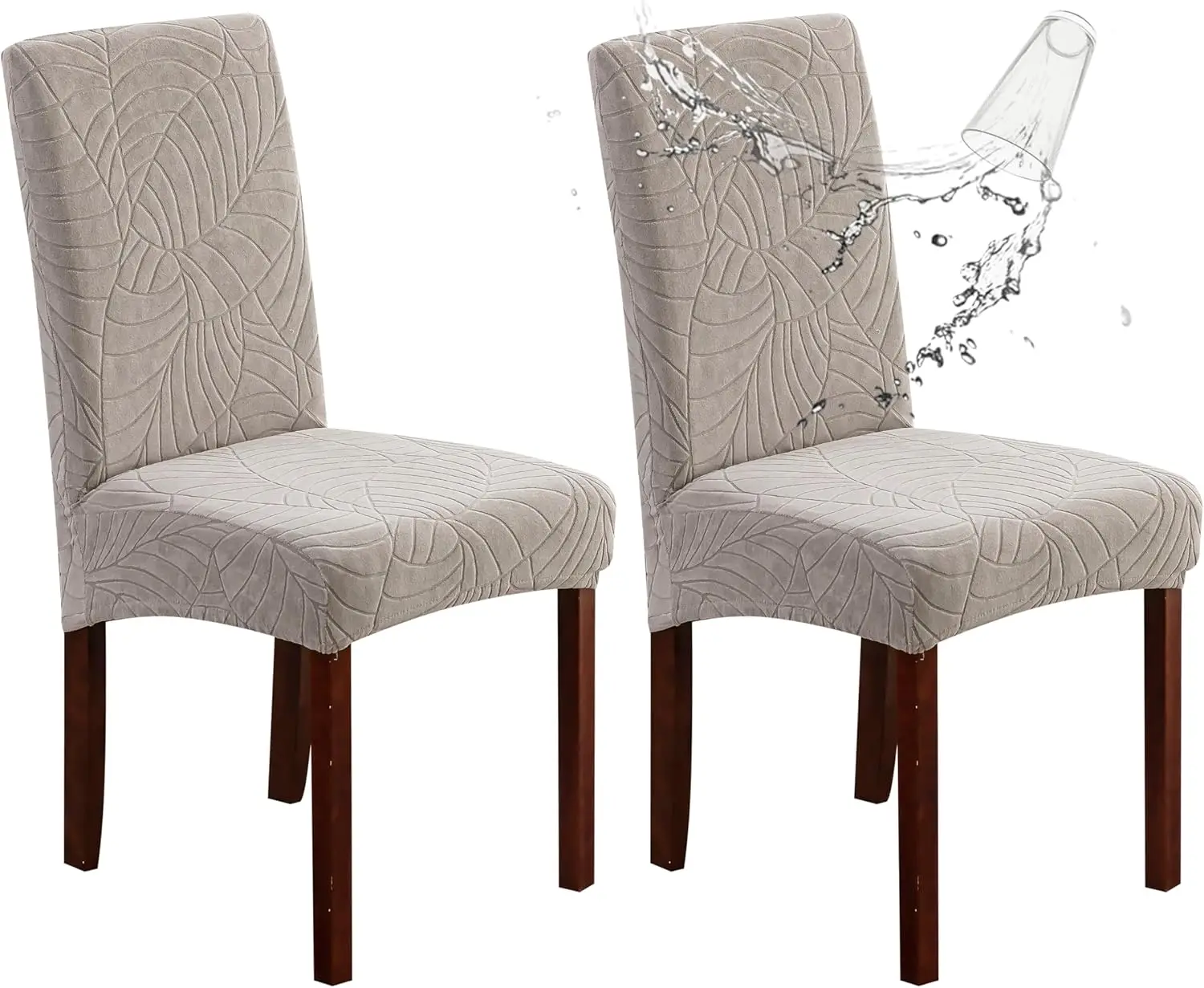 

Waterproof Chair Covers For Dining Room Set Of 2, Stretch Jacquard Dining Chair Slipcovers Removable Washable Chair Protector