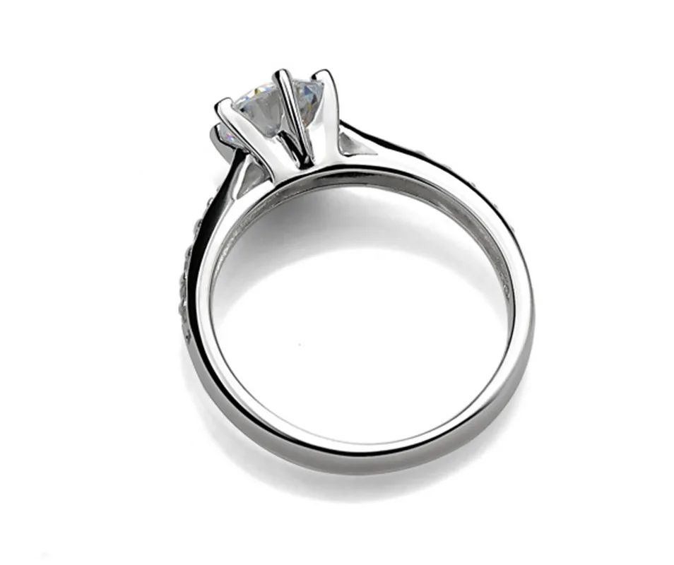 Luxury 925 Sterling Silver Classic Ring for Women Six claw jewelry simple 70ct diamond ring imitation diamond women\'s ring